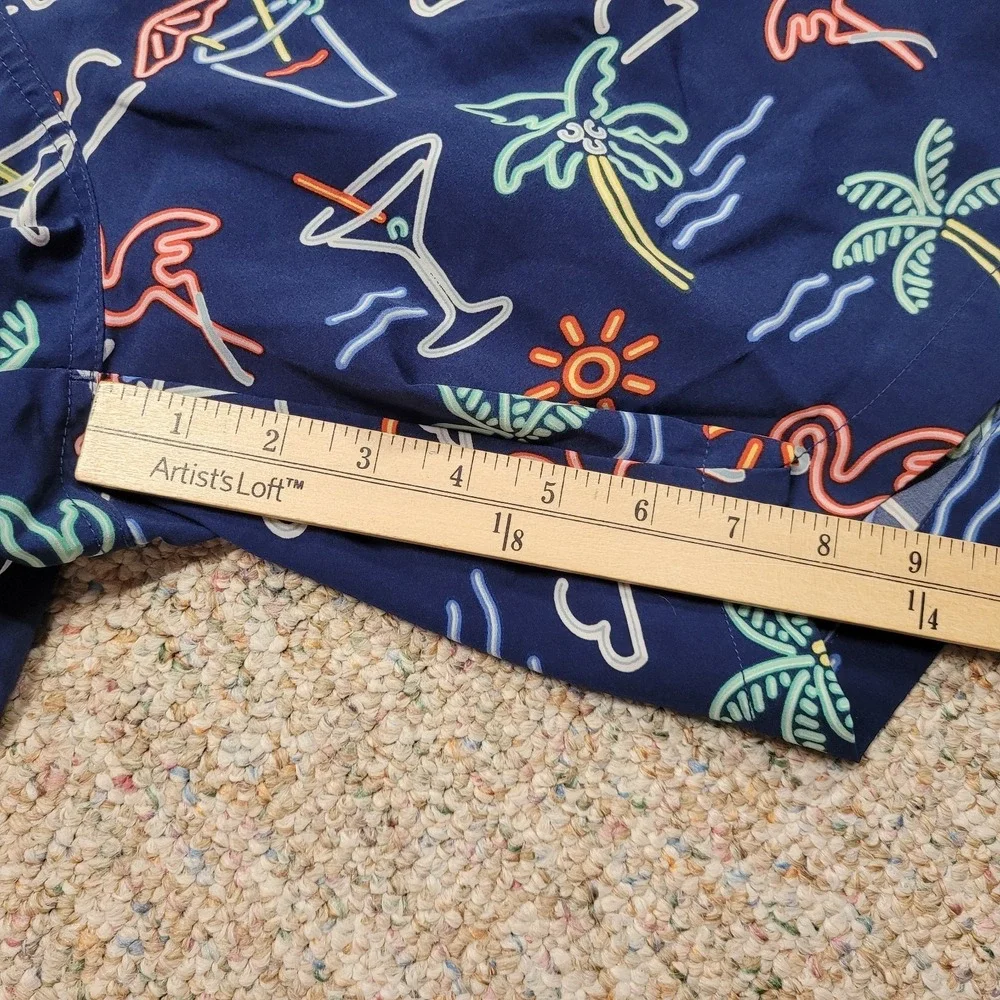 Chubbies Swim Trunks Men 2XL Navy Neon‎ Flamingo Palm Tree 7